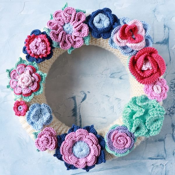 corona flores crochet
